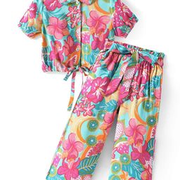 CrayonFlakes Girls Printed Top with Palazzos-16