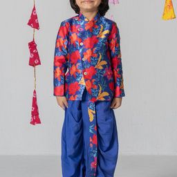 SPUNKIES Boys Floral Printed Kurta With Dhoti Pants-46