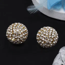 KPOP Gold-Plated Circular Rhinestone Stud Earrings-12