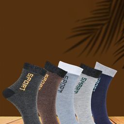 MJE Pack Of 5 Printed Mid Rise Ankle Length Socks-image-86