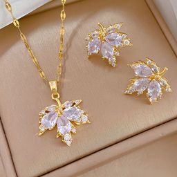 Bling Queen Gold Plated Cubic Zirconia Stone-Studded Jewellery Set-image-69