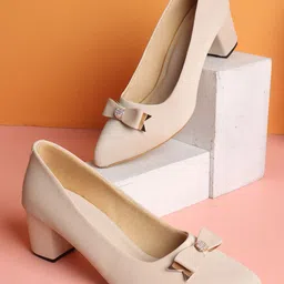 ICONICSWomen Block Heels Pumps with Bows-48