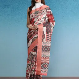 DIVASTRI Zari Tissue Bagru Saree-image-34