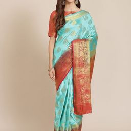 DIVASTRI Woven Design Zari Silk Blend Banarasi Saree-image-56