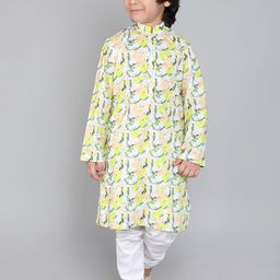 Little Clothings Boys Printed Regular Pure Cotton Kurta with Churidar-41
