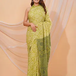 Shivanya Handicrafts Floral Pure Cotton Block Print Saree-image-61