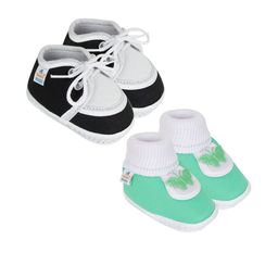 NESKA MODA Kids-Unisex Green Cotton Booties-picture-30