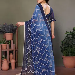 yourwish Geometric Printed Pure Georgette Saree image 3
