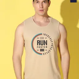 WOOSTRO Pack Of 2 Printed Combed Cotton Gym Vests VWS26(RUN RUST)(RUN NAVY)-RUST-45