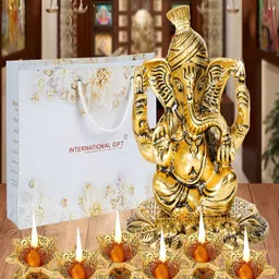 INTERNATIONAL GIFT 7Pc Ganesha God Idol With Diyas-image-82