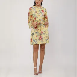 Moda Rapido Floral Flutter Sleeve Georgette Fit & Flare Dress-picture-31