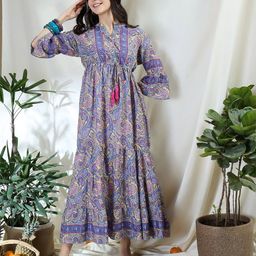 DRAPE AND DAZZLE Floral Print Bell Sleeve Maxi Dress-picture-26