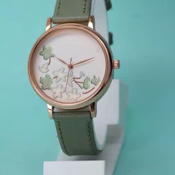 VIRAKTI Women Brass Printed Dial & Leather Straps Analogue Watch G-02-GREEN-A-image-95