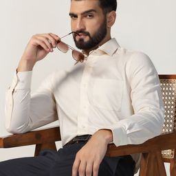 Blackberrys Men India Slim Cutaway Collar Textured Solid Cotton Slim Fit Casual Shirt-image-11