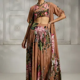 Rivaar By Rocky Star Printed Crop Top With Skirt & Shrug Co-Ords-picture-50