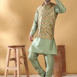 KRAFT INDIA Men Straight Kurta With Churidar And Nehru Jacket-56