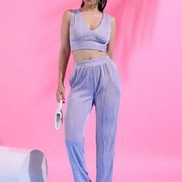 PINACOLADA Self Design V-Neck Sleeveless Top With Trouser-37