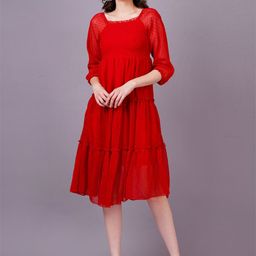 OH MI DIOS Georgette Empire Midi Dress-image-44