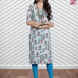 HERE&NOW Selection Of 2 Geometric Printed Round Neck Straight Kurta-image-90