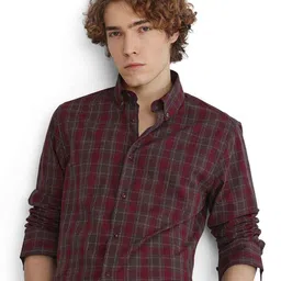 RARE RABBIT Men Comfort Button-Down Collar Checked Cotton Casual Shirt-image-61