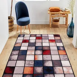 MODEFE Navy Blue Geometric Anti-Skid Nylon Carpet-image-89