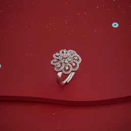 Kushal's Fashion Jewellery White Rhodium-Plated Party Zircon Finger Ring-12