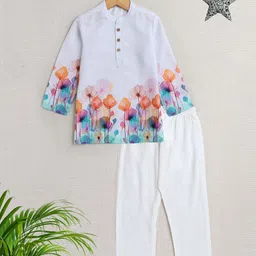 The Magic Wand Boys Floral Printed Regular Kurta with Pyjamas-image-9