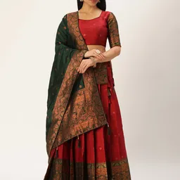 Payu Semi-Stitched Lehenga & Unstitched Blouse With Dupatta image 3