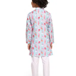baesd Funny Bones Clothings Boys Printed Regular Linen Kurta with Pyjamas image 5