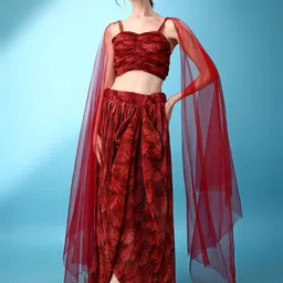 PURVAJA Printed Ready to Wear Lehenga & Unstitched Blouse With Attached Dupatta-picture-50