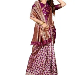 Florence Woven Design Pure Silk Fusion Saree-image-50