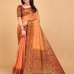Pionex Woven Design Zari Pure Silk Kanjeevaram Saree-picture-12