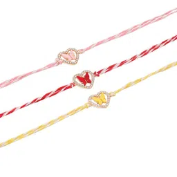 Sangria Kids Set Of 3 Butterfly Thread & Beaded Rakhi With Roli Chawal Chandan & Mishri image 5