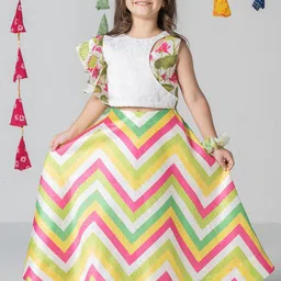 SPUNKIES Asymmetrical Stylish Top with Multicolor Printed Umbrella Skirt-image-9