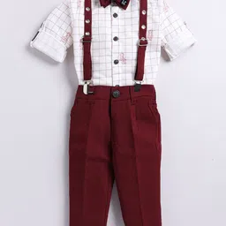 Little Collars Boys Checked Clothing Set With Suspenders-picture-17
