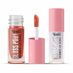 GLAM21 Set Of 2 Gloss Pout Shimmer Lip Gloss- 7 ml Each- Bare Nude & Crystal Kiss-6