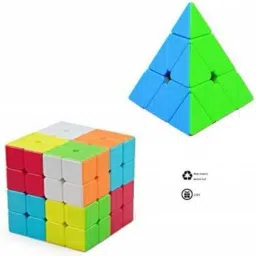 toy arena Combo Of High speed Anti pop High Stability Pyramid Pyraminx Triangle And 4x4x4 stickerless cube image 2