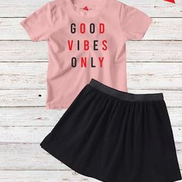 TRIANGLETEES Girls Printed T-shirt with Skirt-image-98