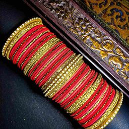 RIJOLI Set Of 54 Gold-Plated Cubic Zircon Studded & Beaded Bangles-image-14