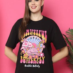 Tromko Women Graphic Printed Round Neck Cotton Oversized T-shirt-picture-32