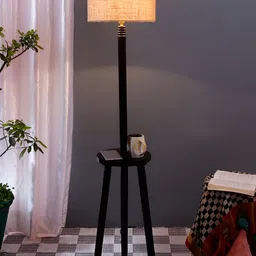 Devansh Brown & Beige Wooden Floor Lamp-image-94