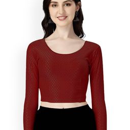 HERE&NOW Woven-Design Round Neck Stretchable Saree Blouse-picture-27