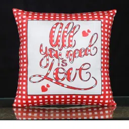 Aura Red & White Self Design Square Cushion Covers-8