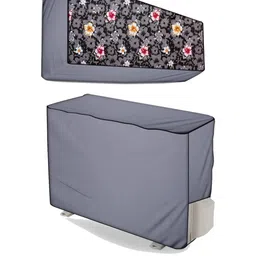 The Furnishing Tree Split AC Cover Set of Indoor and Outdoor Unit Used for 1 Ton Bluestar QBTU Grey-image-81