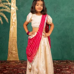 Jilmil Girls Floral Embroidered Sequinned Ready to Wear Lehenga & Blouse With Dupatta-picture-37