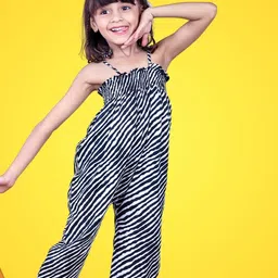 Tura Turi Girls Striped Monochrome Basic Jumpsuit-38