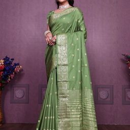 AMRUTKALA SAREES Ethnic Motifs Zari Silk Blend Banarasi Saree-image-58