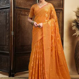 SAMAH Woven Design Zari Silk Blend Chanderi Saree-picture-40
