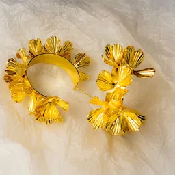 Mali Fionna Gold-Plated Contemporary Shaped Half Hoop Earrings-30