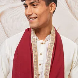 VASTRAMAY Men Regular Kurta with Pyjamas & With Dupatta image 5